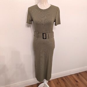 Green belted dress
